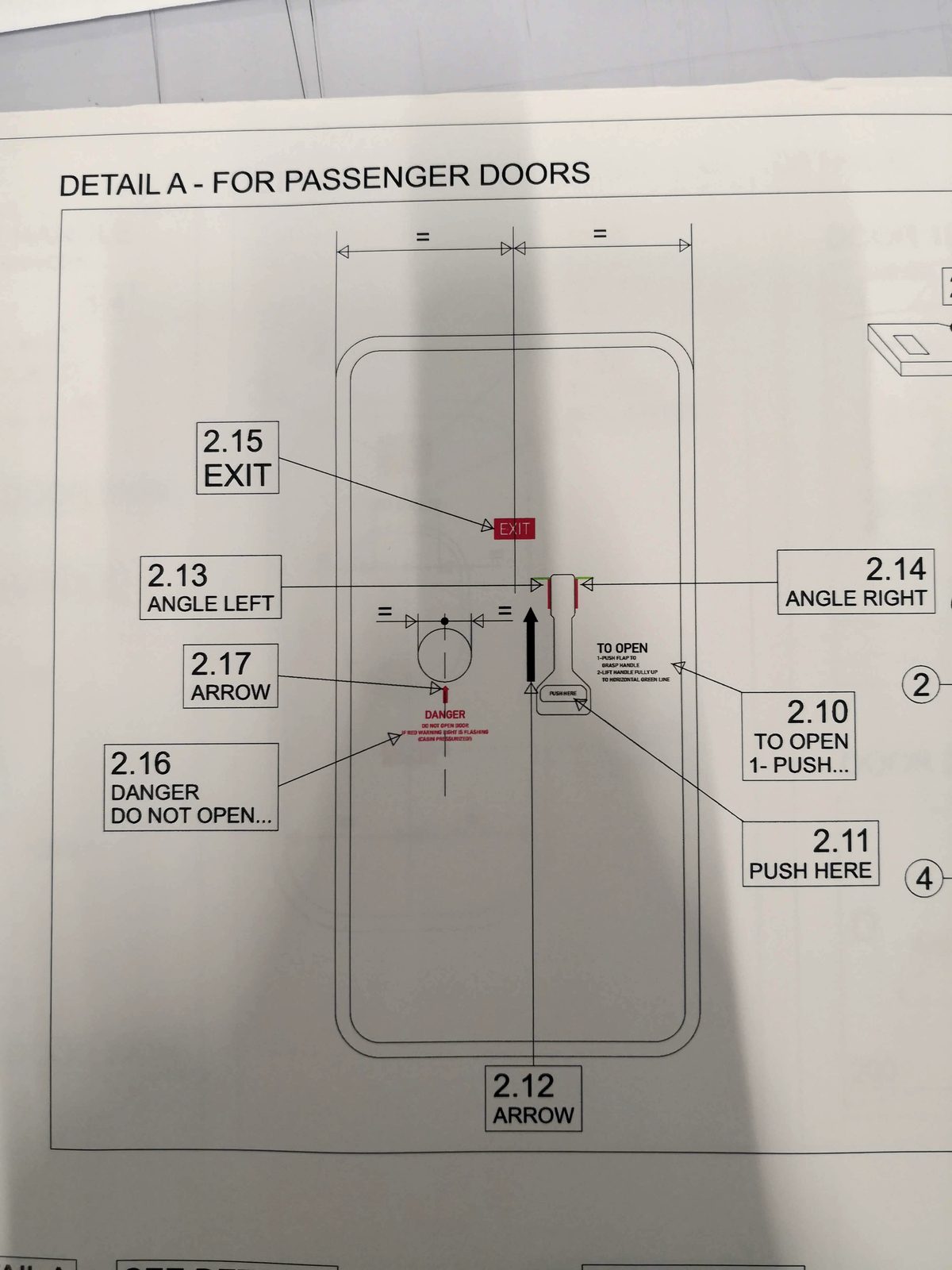 Technical marking drawing for an A320 passenger door